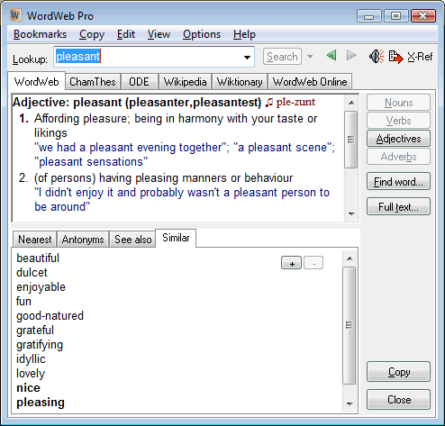 Wordweb Pro - English Dictionary Thesaurus screenshot